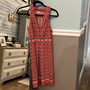 Red, short, sleeveless max studio dress